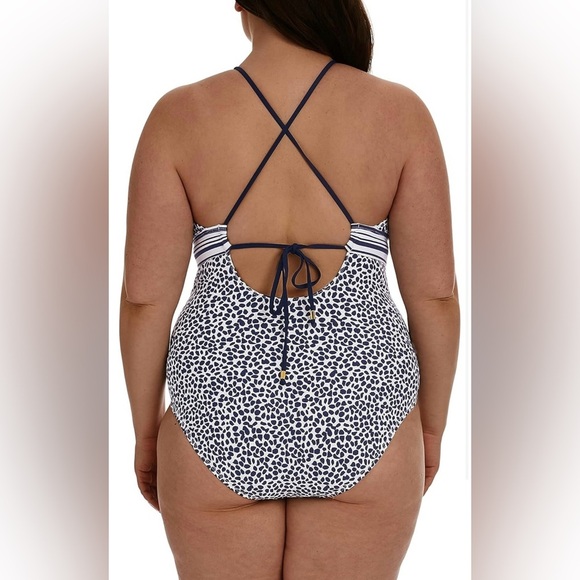 La Blanca High Neck Keyhole Mio One Piece Swimsuit in Indigo - Picture 2 of 5